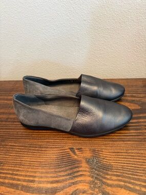 ECCO Touch 2 Ballerina Women’s Gray Leather Suede Slip On Flats Loafers Size 8